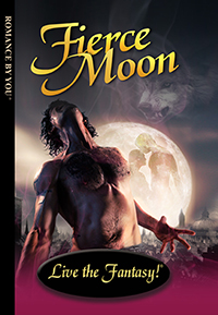 Front book cover illustration for personalized romance novel, Fierce Moon.