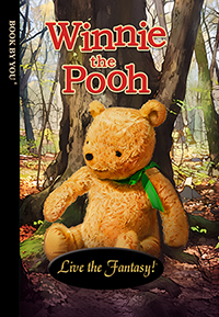 Front book cover illustration for personalized classic novel, Winnie the Pooh.